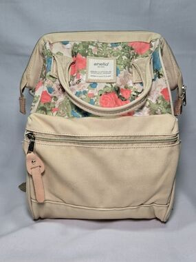 Anello Kuchigane Canvas Floral Backpack Japanese design hinged mouth Retro